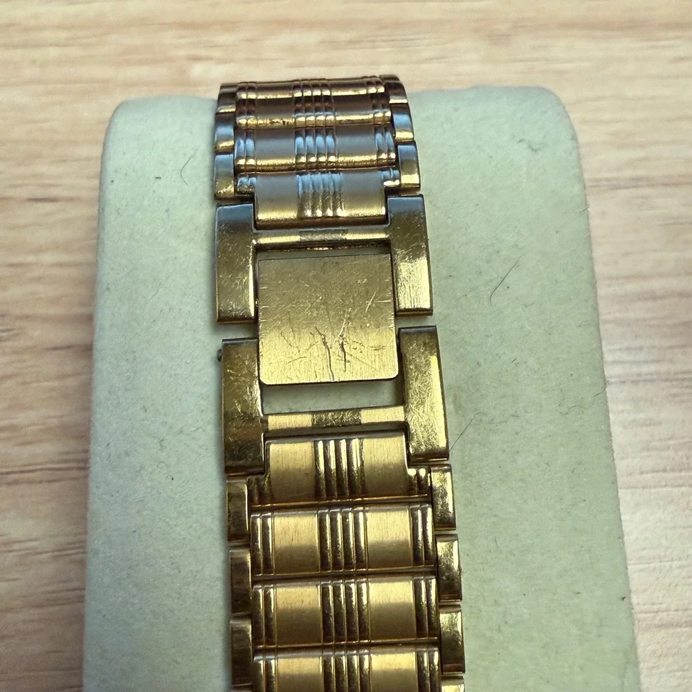 Vintage Armitron Gold Tone Rectangular Watch Quartz Water‎ Resist 100 Works!